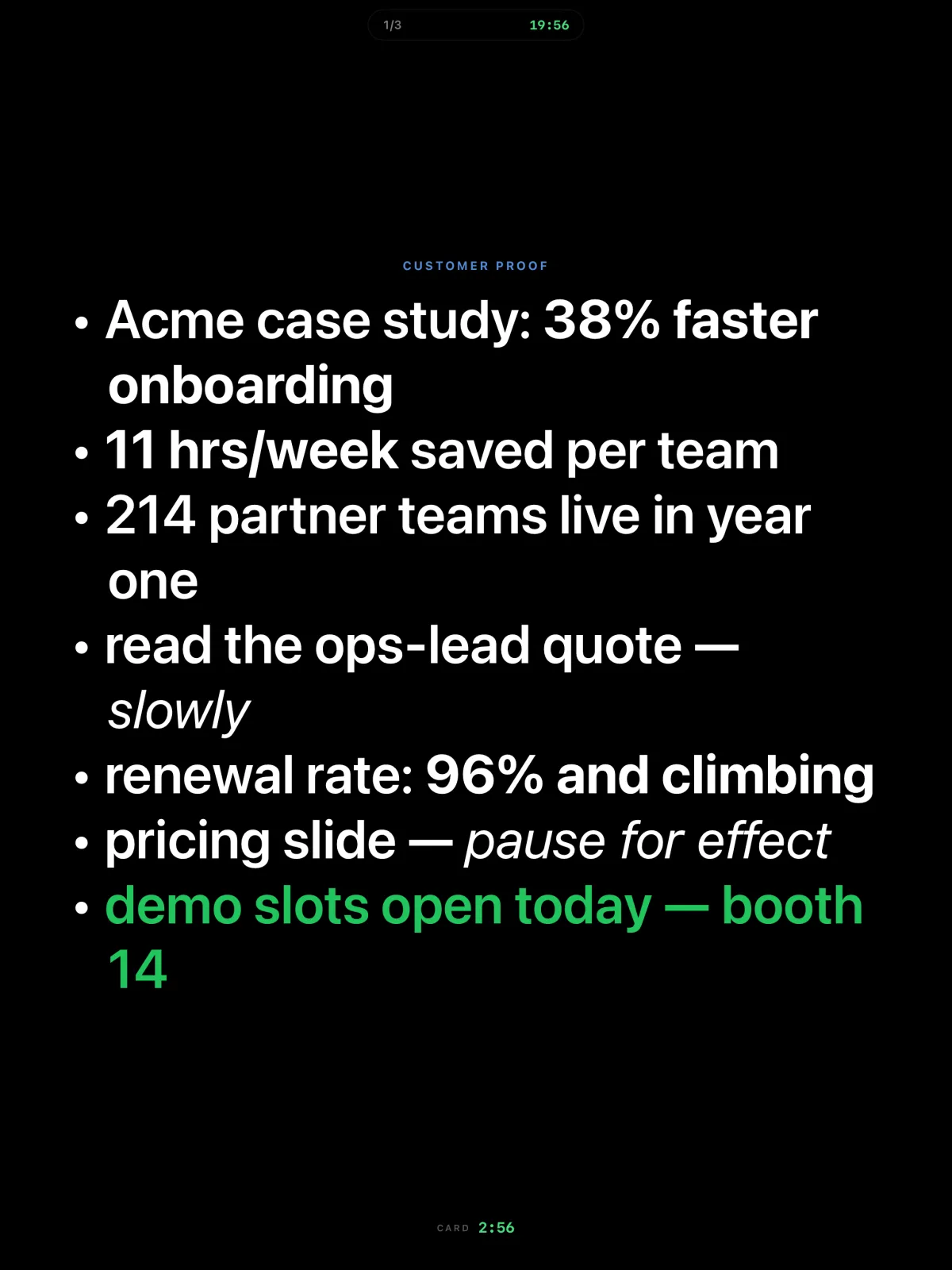 A keynote card on iPad
